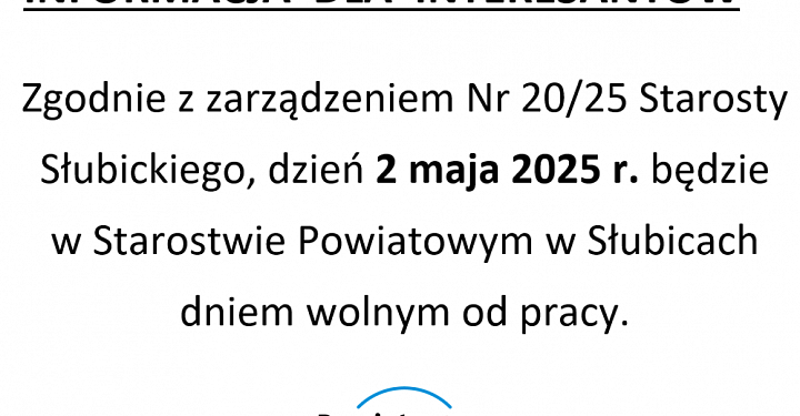Uwaga! Ważna wiadomość dla petentów starostwa